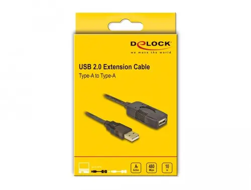 Καλώδιο προέκτασης DeLock, USB-A αρσενικό - USB-A θηλυκό, USB 2.0, 10 μ, Μαύρο - 4