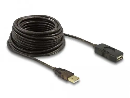 Καλώδιο προέκτασης DeLock, USB-A αρσενικό - USB-A θηλυκό, USB 2.0, 10 μ, Μαύρο - 1