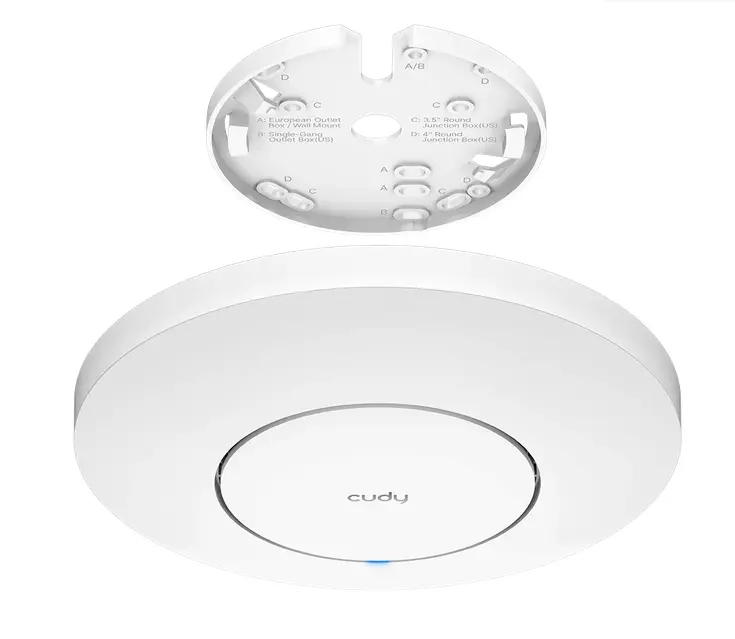 Аксес-пойнт, Cudy AP1300 Wi-Fi Gigabit Access Point AC1200 Dual Band Ceiling Mount Access Point, 867Mbps at 5GHz + 300Mbps at 2.4GHz, 1 x GbE RJ45 Port, Support 12V DC or 802.3af PoE or Passive PoE, 12V DC adapter not included - image 1