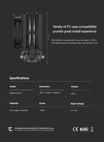 Zalman охладител за процесор CPU Cooler CNPS4X BLACK - LGA1700/AM5 - image 10