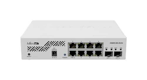 Суич MikroTik CSS610-8G-2S+IN, 8 x Gigabit Ethernet ports, 2 x SFP, PoE in