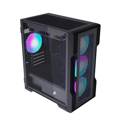 1stPlayer Carcasă Case mATX - TRILOBITE T3 Mesh Negru - 2