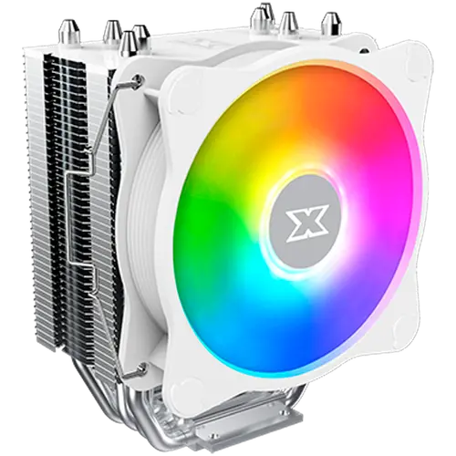 Windpower 964 RGB Arctic EN47604, White Top Fin, 92mm White RGB PWM Fan, Single Rainbow LED Mode, Reinforced Plastic Backplate - image 1