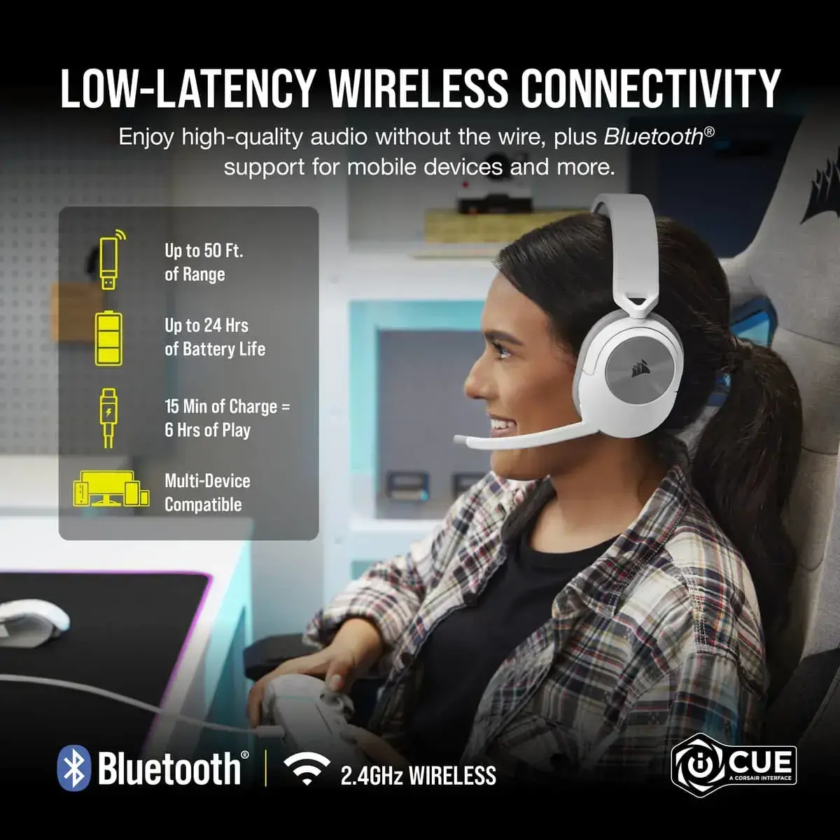 CORSAIR HS55 Wireless Headset, White - image 5