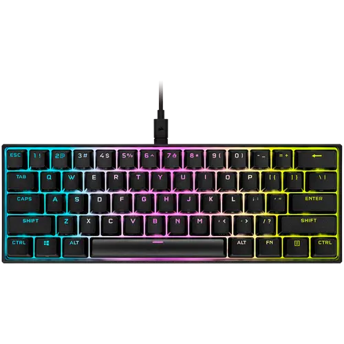 Corsair K65 RGB MINI 60% Mechanical Gaming Keyboard, Backlit RGB LED, CHERRY MX SPEED, Black, Black PBT Keycaps