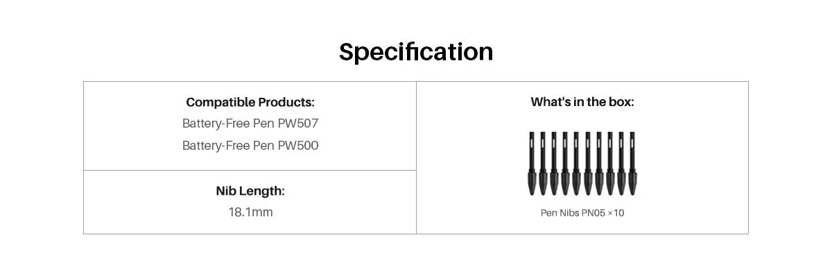 Резервни накрайници HUION PN05, 10 бр. за писалки PW500/PW507 - image 5