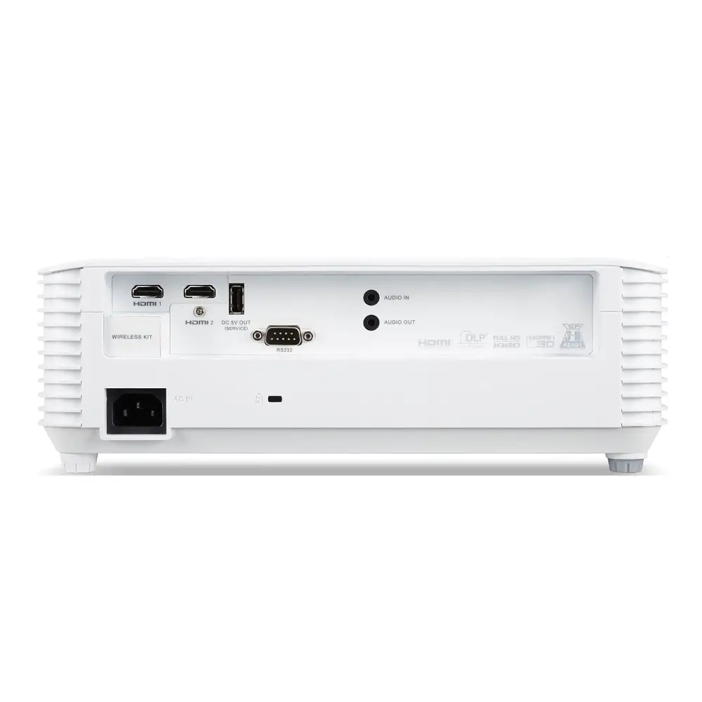 Мултимедиен проектор, Acer Projector H6546Ki, DLP, FHD (1920x1080), 5200 ANSI Lumens, 17 000:1, 1.1x, 3D ready, 24/7 operation, HDMI 2x1.4, DC Out (5V/1.5A, USB-A), RS232, Audio in/out, WiFi (kit incl.), Speaker 3W, Bag, 2.95Kg, 2Y, White - image 3
