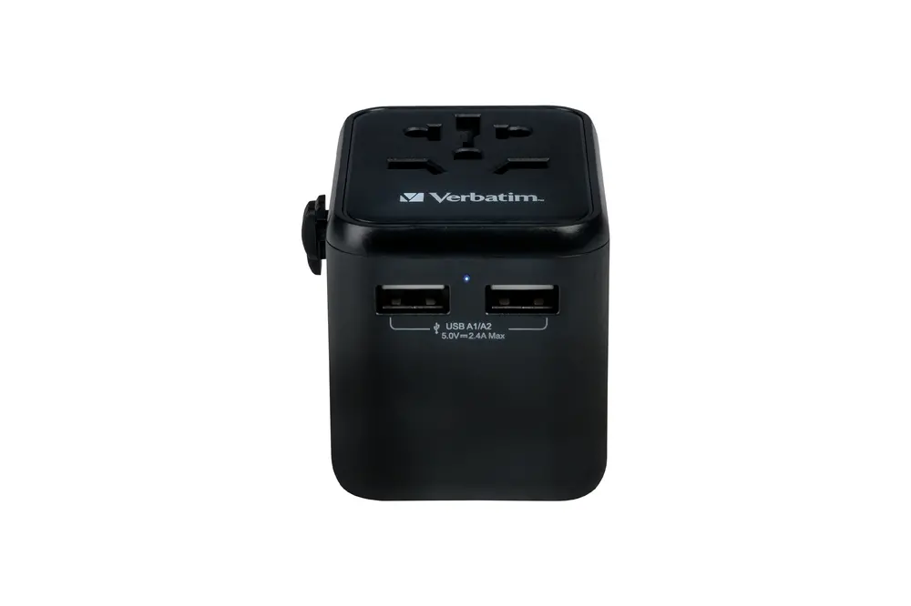 Адаптер, Verbatim UTA-01 Universal Travel Adapter with 2 x USB-A ports - image 1