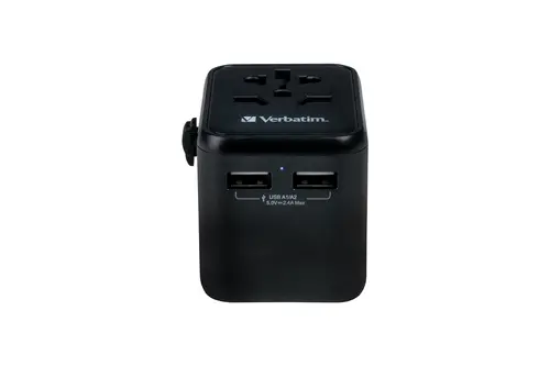 Адаптер, Verbatim UTA-01 Universal Travel Adapter with 2 x USB-A ports - image 1