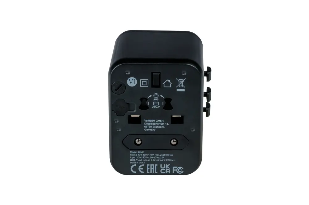 Адаптер, Verbatim UTA-01 Universal Travel Adapter with 2 x USB-A ports - image 7