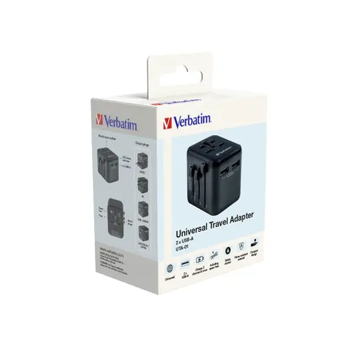Адаптер, Verbatim UTA-01 Universal Travel Adapter with 2 x USB-A ports - image 8