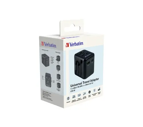 Адаптер, Verbatim UTA-02 Universal Travel Adapter with 1 x USB-C PD 20W / 1 x USB-A QC 3.0 - image 8