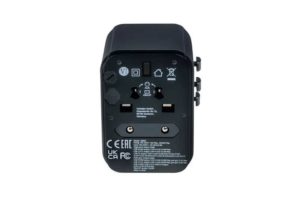 Адаптер, Verbatim UTA-03 Universal Travel Adapter with 1 x USB-C PD 30W & QC 3.0 / 2 x USB-C / 2 x USB-A - image 7