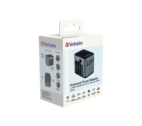 Адаптер, Verbatim UTA-03 Universal Travel Adapter with 1 x USB-C PD 30W & QC 3.0 / 2 x USB-C / 2 x USB-A - image 8