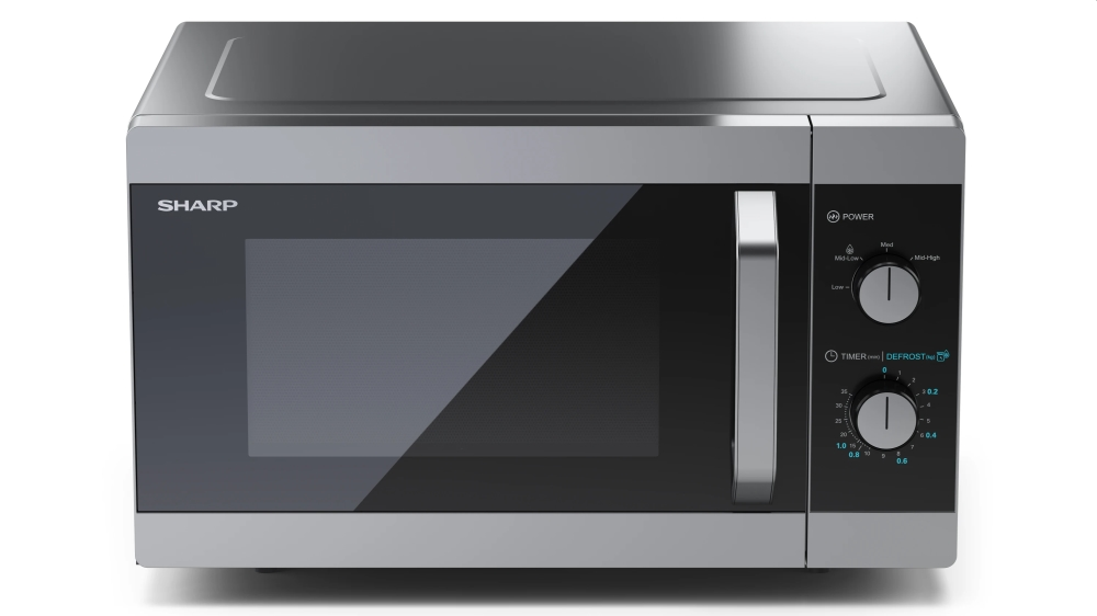 Микровълнова печка, Sharp YC-MS31E-S, Manual control, Cavity Material -steel, 23l, 800 W, Defrost, Timer Function, Black/Silver door, Cabinet Colour: Silver - image 1