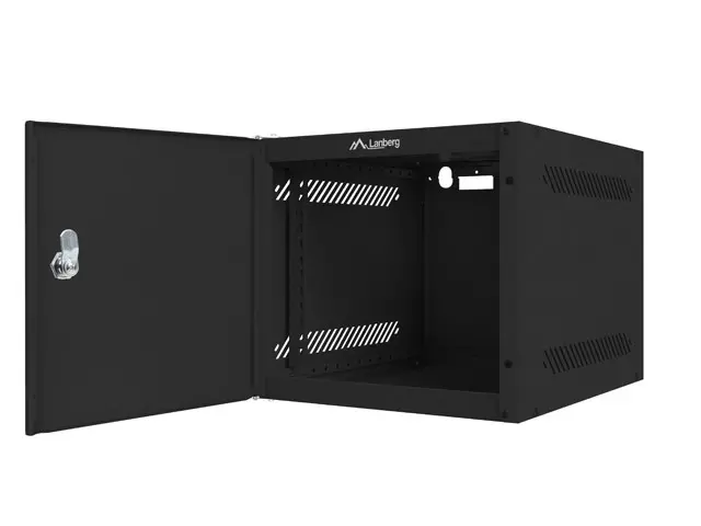 Комуникационен шкаф, Lanberg rack cabinet 10" wall-mount 6U / 280x310 for self-assembly with metal door (flat pack), black - image 2