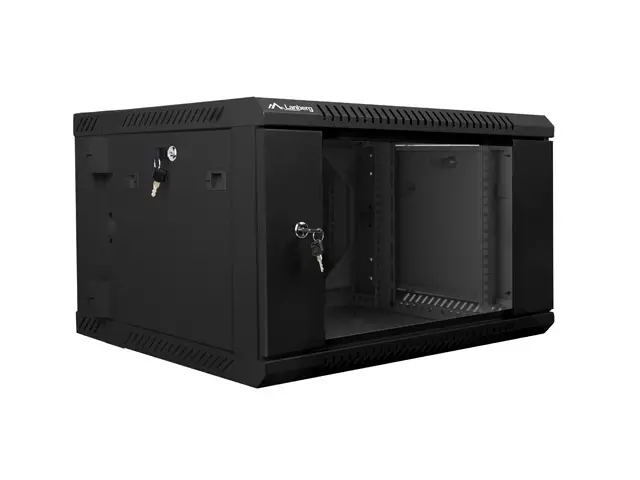 Комуникационен шкаф, Lanberg rack cabinet 19" double-section wall-mount 6U / 600x600 for self-assembly (flat pack), black