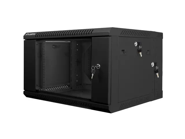 Комуникационен шкаф, Lanberg rack cabinet 19" double-section wall-mount 6U / 600x600 for self-assembly (flat pack), black - image 2
