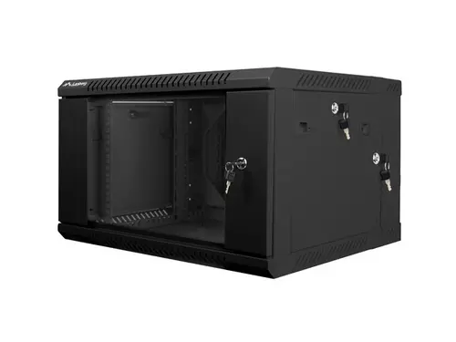 Комуникационен шкаф, Lanberg rack cabinet 19" double-section wall-mount 6U / 600x600 for self-assembly (flat pack), black - image 2