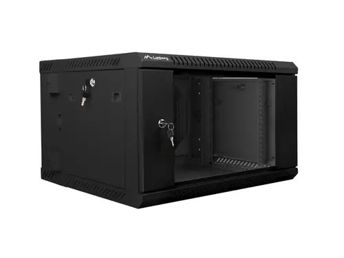 Комуникационен шкаф, Lanberg rack cabinet 19" double-section wall-mount 6U / 600x600 for self-assembly (flat pack), black