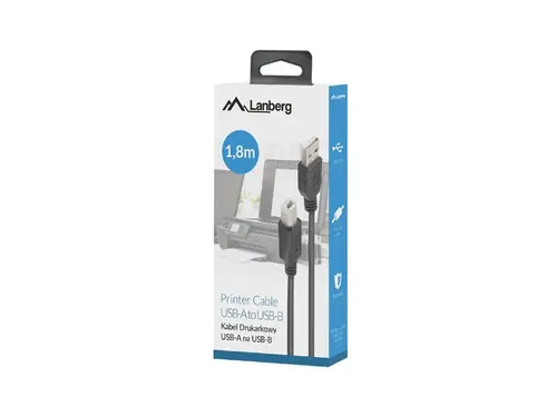 Кабел, Lanberg Cable USB-A(M)->USB-B(M) 2.0 Ferrite 1.8m Box Black - image 2