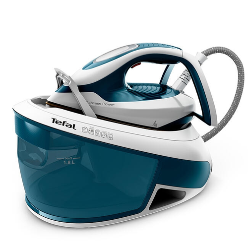 Парогенератор, Tefal SV8111E0 EXPRESS POWER, non boiler, blue, 2800W, 2min heat up - manual setting - pump pressure 6.2 bars - 120g/min - steam boost 430g/min - DAC soleplate - removable water tank 1,8L - auto off - eco - lock system - removable anti calc