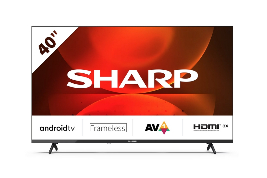 Телевизор, Sharp 40FH2EA, 40" LED Android TV, FULL HD 1920x1080 Frameless, DVB-T/T2/C/S/S2, Active Motion 400, 1 000 000:1, Speaker 2x8W, Dolby Digital, Dolby AC-4, Google Assistant, Chromecast Built-in, 2xHDMI, CI+, USB, Wi-Fi, BT, LAN, Video/Audio input (3 x RCA)