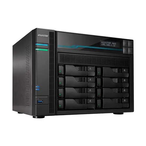 Мрежов сторидж, Asustor Lockerstore 8 AS6508T, 8-Bay NAS, Intel ATOM C3538 Quad-Core (Denverton 2.1GHz), 8GB DDR4 (Max 32 GB) , 10 GbE x 2, 2.5 GbE x 2, USB 3.2 Gen-1 x 2, 8 x 2.5” / 3.5” SATA or SSD, 2x M.2PCIe (NvMe) or SATA SSD, with lock. tray, AES-NI hardware encr. - image 3