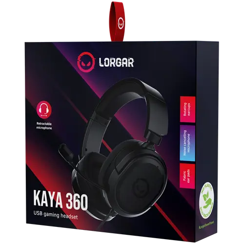 LORGAR Kaya 360, USB Gaming headset with microphone, CM108B, Plug&Play, USB-A connection cable 2m, fabric ear pads, size: 192*184.7*88mm, 0.314kg, black - image 5