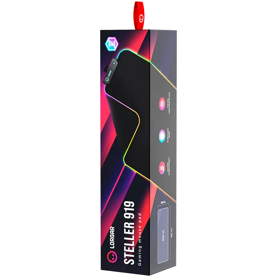 Lorgar Steller 919, Gaming mousepad, επιφάνεια υψηλής ταχύτητας, αντιολισθητική βάση από καουτσούκ, οπίσθιος φωτισμός RGB, σύνδεση USB, υποστήριξη - image 5