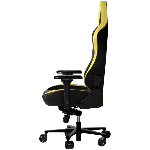 LORGAR Base 311, Gaming chair, PU eco-leather, 1.8 mm metal frame, multiblock mechanism, 4D armrests, 5 Star aluminium base, Class-4 gas lift, 75mm PU casters, Black + yellow - image 4