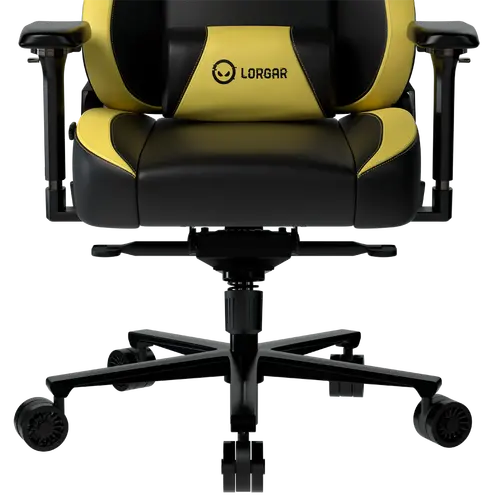 LORGAR Base 311, Gaming chair, PU eco-leather, 1.8 mm metal frame, multiblock mechanism, 4D armrests, 5 Star aluminium base, Class-4 gas lift, 75mm PU casters, Black + yellow - image 5