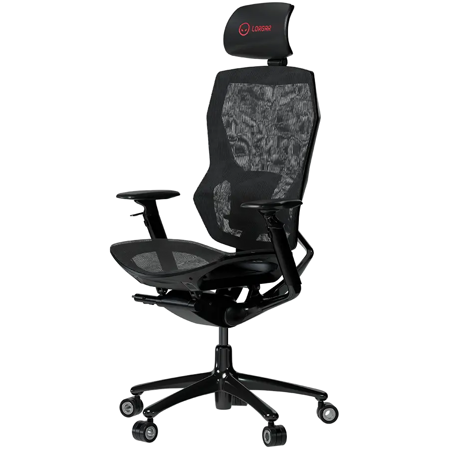 LORGAR Grace 855, Gaming chair, Mesh material, aluminium frame, multiblock mechanism, 3D armrests, 5 Star aluminium base, Class-4 gas lift, 60mm PU casters, Black - image 1