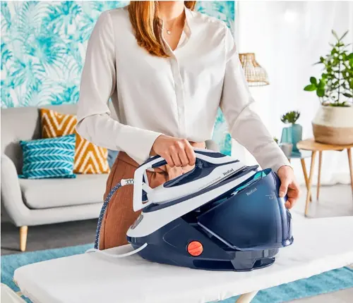 Парогенератор, TEFAL GV9221E0 ProExpress Protect, blue, 2600W, electronic temp settings, 7,6bars, 140g/min, steam boost 550g/min, Durilium Airglide Autoclean Ultra Thin soleplate, AD, AO, removable water tank 1,8L, calc collector, lock system, fast heat up 2min - image 4