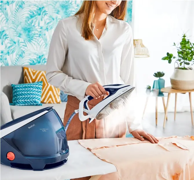 Парогенератор, Tefal GV9221E0 ProExpress Protect, blue, 2600W, electronic temp settings, 7,6bars, 140g/min, steam boost 550g/min, Durilium Airglide Autoclean Ultra Thin soleplate, AD, AO, removable water tank 1,8L, calc collector, lock system, fast heat up 2min - image 5