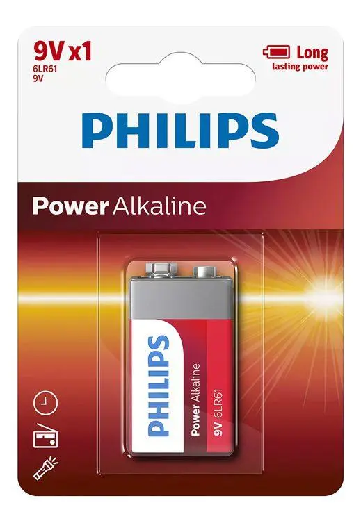 Алкална батерия PHILIPS Power, 6LR61P1B / 10, 6LR61, 9V, 1 брой/блистер - image 1