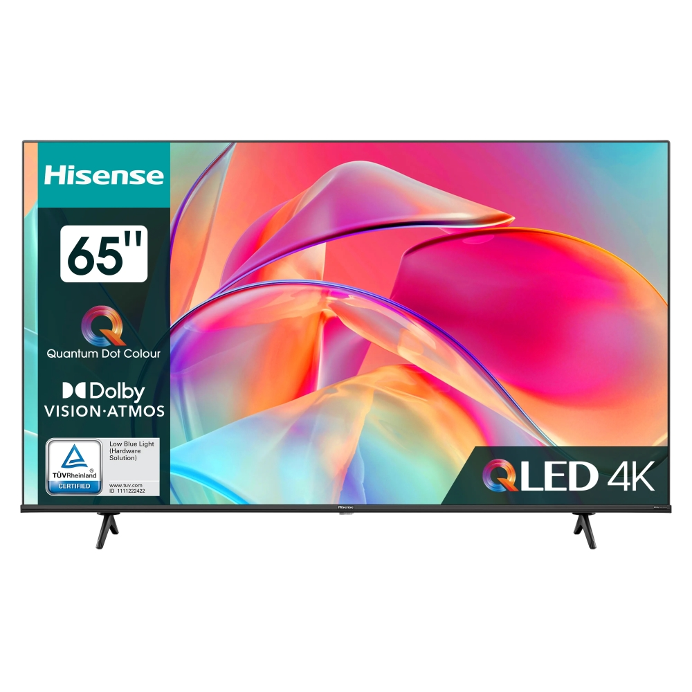 Телевизор, Hisense 65" E7KQ, 4K Ultra HD 3840x2160, QLED, Quantum Dot, HDR 10+, HLG, Dolby Vision, DTS Virtual X, Smart TV, WiFi 5GHz, WiFi Direct, BT, Anyview Cast, 3xHDMI, 2xUSB, LAN, CI+, DVB-T2/C/S2, Black