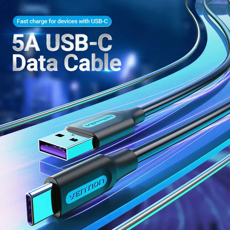 Vention Кабел USB 3.1 Type-C / USB 2.0 AM - 2.0M Black 5A Fast Charge - CORBH - image 1
