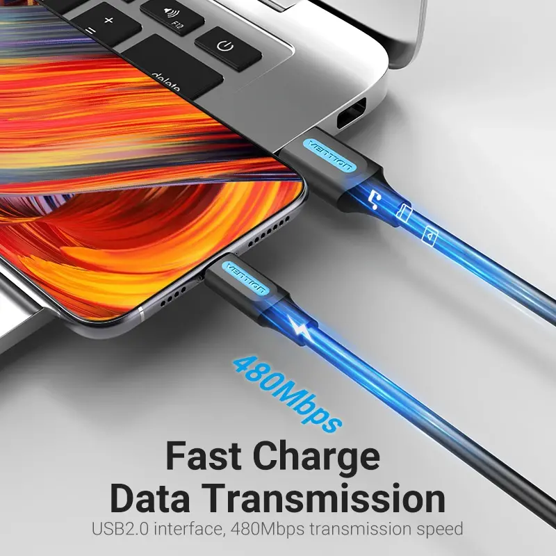 Vention Кабел USB 3.1 Type-C / USB 2.0 AM - 2.0M Black 5A Fast Charge - CORBH - image 6