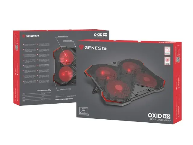 Stand, Genesis pad de răcire laptop Oxid 260 15.6-17.3 4 ventilatoare, lumină LED, 2 USB - image 11