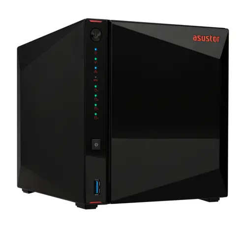 Мрежов сторидж, Asustor Nimbustor AS5404T, 4 Bay NAS, Quad-Core 2.0GHz CPU, Dual 2.5GbE Ports, 4GB SO-DIMM DDR4 (Max. 16GB), Four M.2 SSD Slots (Diskless), 3x USB 3.2 Gen 1 Type A, WOW (Wake on WAN), WOL, System Sleep Mode, AES-NI hardware encryption, Black - 2