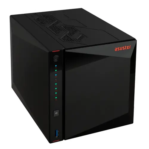 Мрежов сторидж, Asustor Nimbustor AS5404T, 4 Bay NAS, Quad-Core 2.0GHz CPU, Dual 2.5GbE Ports, 4GB SO-DIMM DDR4 (Max. 16GB), Four M.2 SSD Slots (Diskless), 3x USB 3.2 Gen 1 Type A, WOW (Wake on WAN), WOL, System Sleep Mode, AES-NI hardware encryption, Black - 3