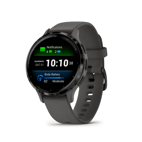 Garmin Venu® 3S - μπεζέλ Slate με κάσα Pebble Gray και λουράκι σιλικόνης 010-02785-00 - 1