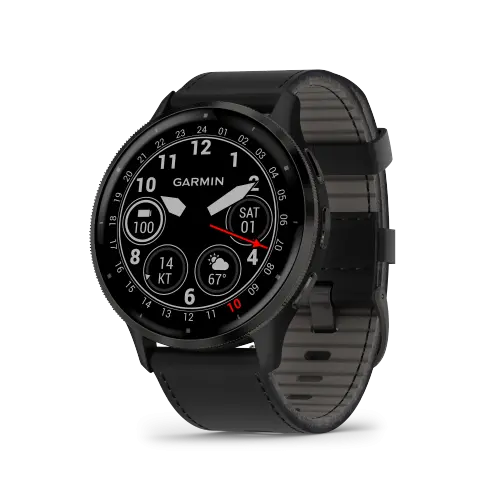 Garmin Venu® 3 - Venu® 3 Slate безел с Black корпус и кожена каишка 010-02784-52