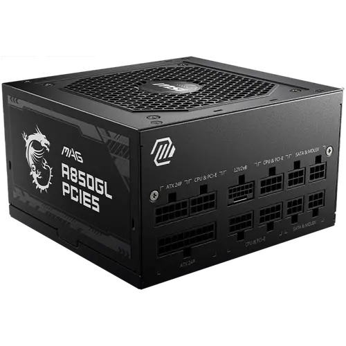 MSI MAG A850GL PCIE5, 850W, 80 Plus Gold, 120mm Fluid Dynamic Bearing Fan, Protections: OCP/OVP/OPP/OTP/SCP, Dimensions: 150mmx140mmx86mm, 7Y Warranty - image 1