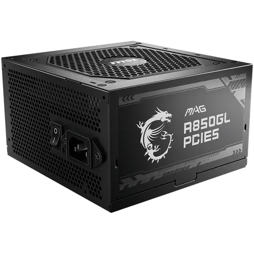MSI MAG A850GL PCIE5, 850W, 80 Plus Gold, 120mm Fluid Dynamic Bearing Fan, Protections: OCP/OVP/OPP/OTP/SCP, Dimensions: 150mmx140mmx86mm, 7Y Warranty