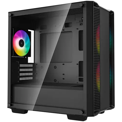 DeepCool CC360 ARGB, Mid Tower, Mini-ITX/Micro-ATX, 1xUSB3.0, 1xUSB2.0, 1xAudio, 3x120mm Pre-Installed ARGB Fans, Tempered Glass, Mesh Panel, Black, R-CC360-BKAPM3-G-1 - image 1
