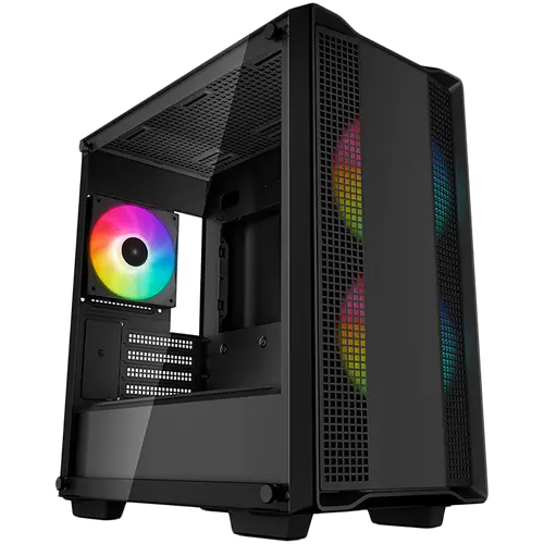 DeepCool CC360 ARGB, Mid Tower, Mini-ITX/Micro-ATX, 1xUSB3.0, 1xUSB2.0, 1xAudio, 3x120mm Pre-Installed ARGB Fans, Tempered Glass, Mesh Panel, Black, R-CC360-BKAPM3-G-1