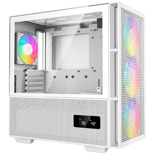 DeepCool CH560 Digital WH, Mid Tower, Mini-ITX/Micro-ATX/ATX/E-ATX, 1xUSB3.0, 1xType-C, 1xAudio, 3x140mm+1x120mm Pre-Installed ARGB Fans, Tempered Glass, Mesh Panels, Dual-Status Digital Display, GPU Support Arm, White, R-CH560-WHAPE4D-G-1 - 2