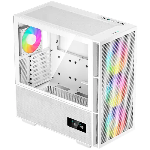 DeepCool CH560 Digital WH, Mid Tower, Mini-ITX/Micro-ATX/ATX/E-ATX, 1xUSB3.0, 1xType-C, 1xAudio, 3x140mm+1x120mm Pre-Installed ARGB Fans, Tempered Glass, Mesh Panels, Dual-Status Digital Display, GPU Support Arm, White, R-CH560-WHAPE4D-G-1 - 3